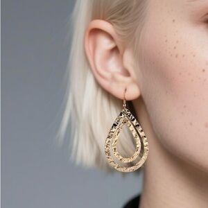Hammered Gold Teardrop Earrings